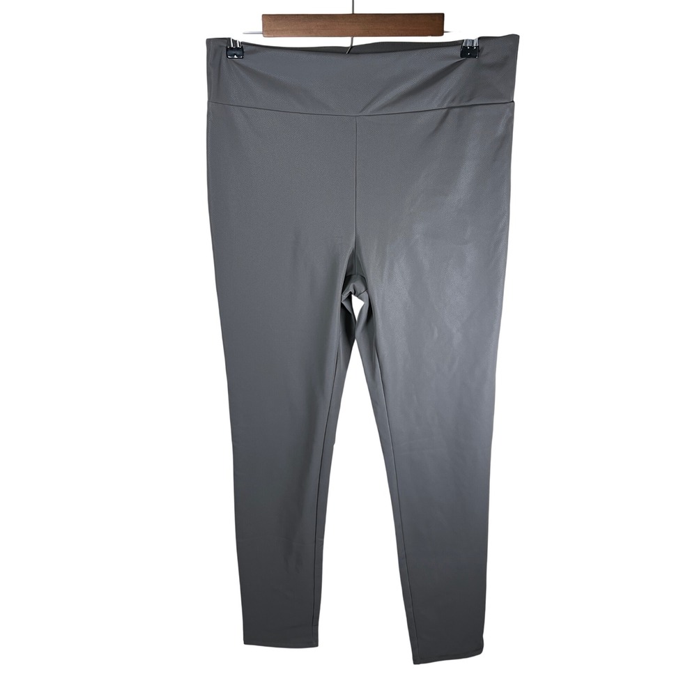 G By Giuliana Women's Pull On Faux Leather Leggings Grey Size Large